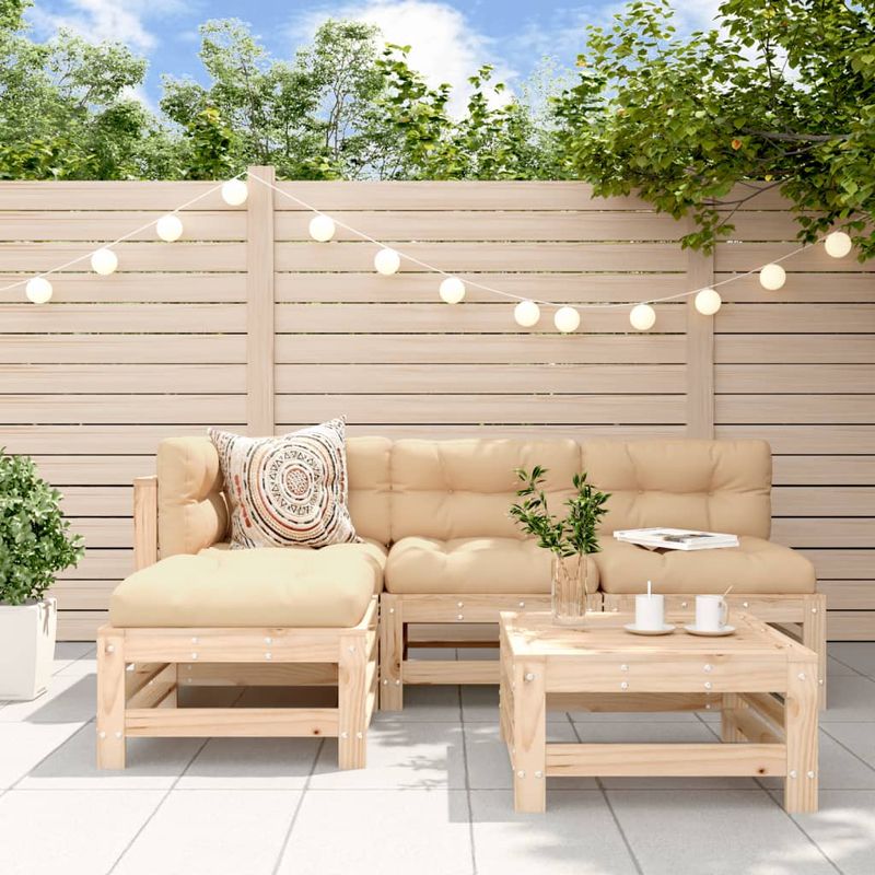 Casa si Gradina - Gradina si terasa - Mobilier exterior - Seturi mobila gradina - Set mobilier relaxare de gradina 5 piese lemn masiv de pin - Infinity.ro