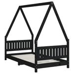 Casa si Gradina - Mobilier - Mobilier copii - Patuturi copii - Cadru de pat pentru copii, negru, 80x160 cm, lemn masiv de pin - Infinity.ro