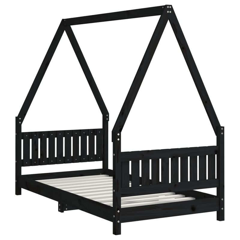 Casa si Gradina - Mobilier - Mobilier copii - Patuturi copii - Cadru de pat pentru copii, negru, 80x160 cm, lemn masiv de pin - Infinity.ro