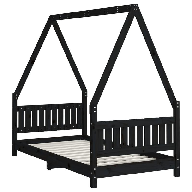 Casa si Gradina - Mobilier - Mobilier copii - Patuturi copii - Cadru de pat pentru copii, negru, 80x160 cm, lemn masiv de pin - Infinity.ro