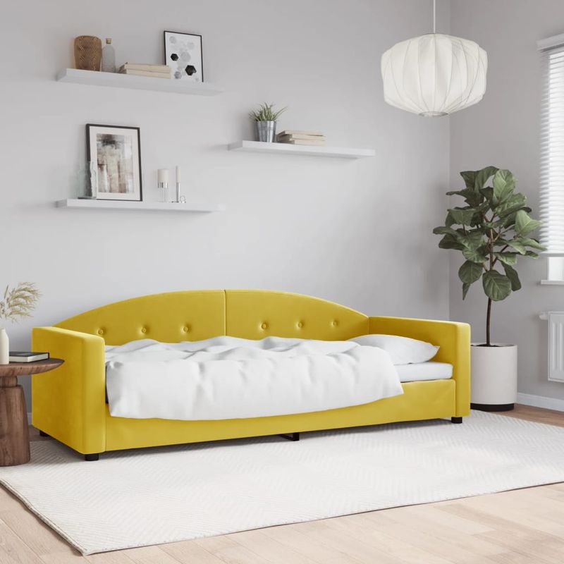 Casa si Gradina - Mobilier - Paturi si accesorii - Paturi - Pat de zi, galben, 80x200 cm, catifea - Infinity.ro