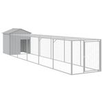 Petshop - Accesorii petshop - Culcusuri si custi - Custi interior si exterior - Cotet pui cu incinta gri deschis 117x609x123 cm otel galvanizat - Infinity.ro