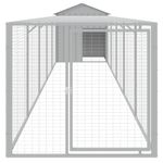 Petshop - Accesorii petshop - Culcusuri si custi - Custi interior si exterior - Cotet pui cu incinta gri deschis 117x609x123 cm otel galvanizat - Infinity.ro