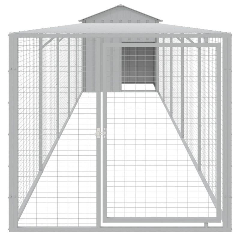 Petshop - Accesorii petshop - Culcusuri si custi - Custi interior si exterior - Cotet pui cu incinta gri deschis 117x609x123 cm otel galvanizat - Infinity.ro