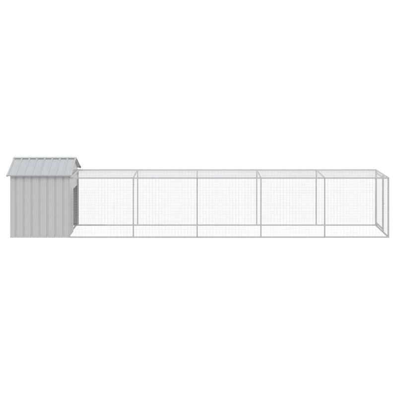 Petshop - Accesorii petshop - Culcusuri si custi - Custi interior si exterior - Cotet pui cu incinta gri deschis 117x609x123 cm otel galvanizat - Infinity.ro
