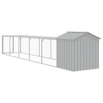 Petshop - Accesorii petshop - Culcusuri si custi - Custi interior si exterior - Cotet pui cu incinta gri deschis 117x609x123 cm otel galvanizat - Infinity.ro
