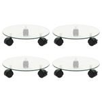 Casa si Gradina - Gradinarit si plante - Plante si ghivece - Ghivece si suporturi - Suport cu role de plante 4 buc. 28 cm sticla securizata rotund - Infinity.ro