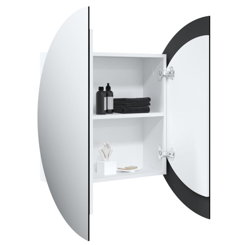 Casa si Gradina - Mobilier - Mobilier baie - Corpuri baie - Dulap de baie cu oglinda rotunda si LED, alb, 54x54x17,5 cm - Infinity.ro
