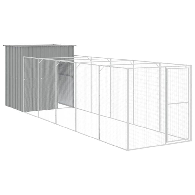 Petshop - Accesorii petshop - Culcusuri si custi - Custi interior si exterior - Cusca de caine & tarc gri deschis 165x659x181cm otel galvanizat - Infinity.ro