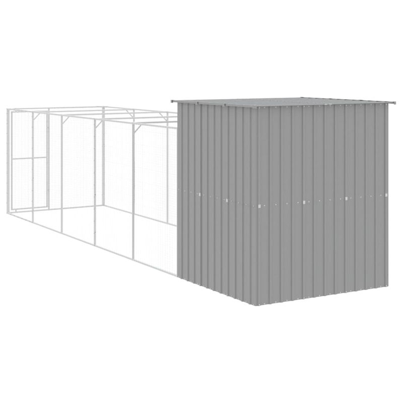 Petshop - Accesorii petshop - Culcusuri si custi - Custi interior si exterior - Cusca de caine & tarc gri deschis 165x659x181cm otel galvanizat - Infinity.ro