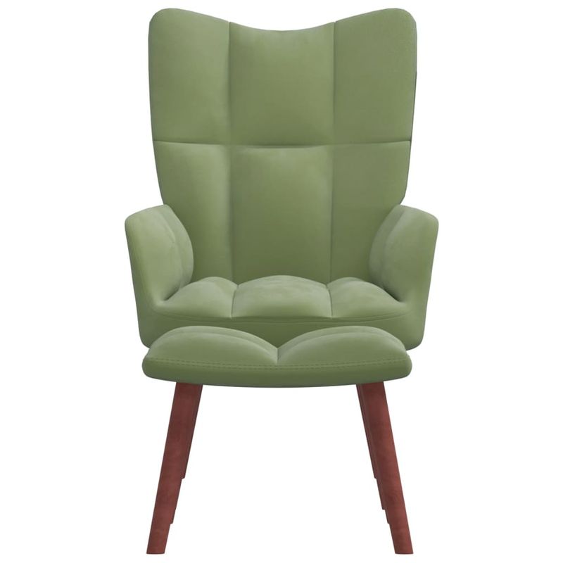 Casa si Gradina - Mobilier - Scaune si fotolii - Fotolii - Fotoliu de relaxare cu taburet, verde deschis, catifea - Infinity.ro