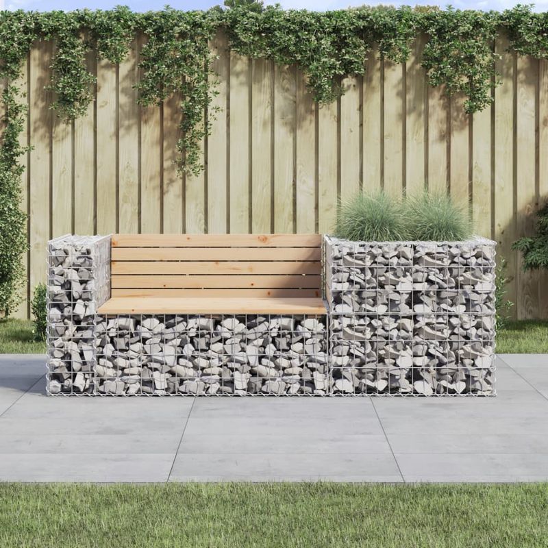 Casa si Gradina - Gradina si terasa - Mobilier exterior - Bancute de gradina - Banca de gradina cu cos gabion, lemn masiv de pin - Infinity.ro