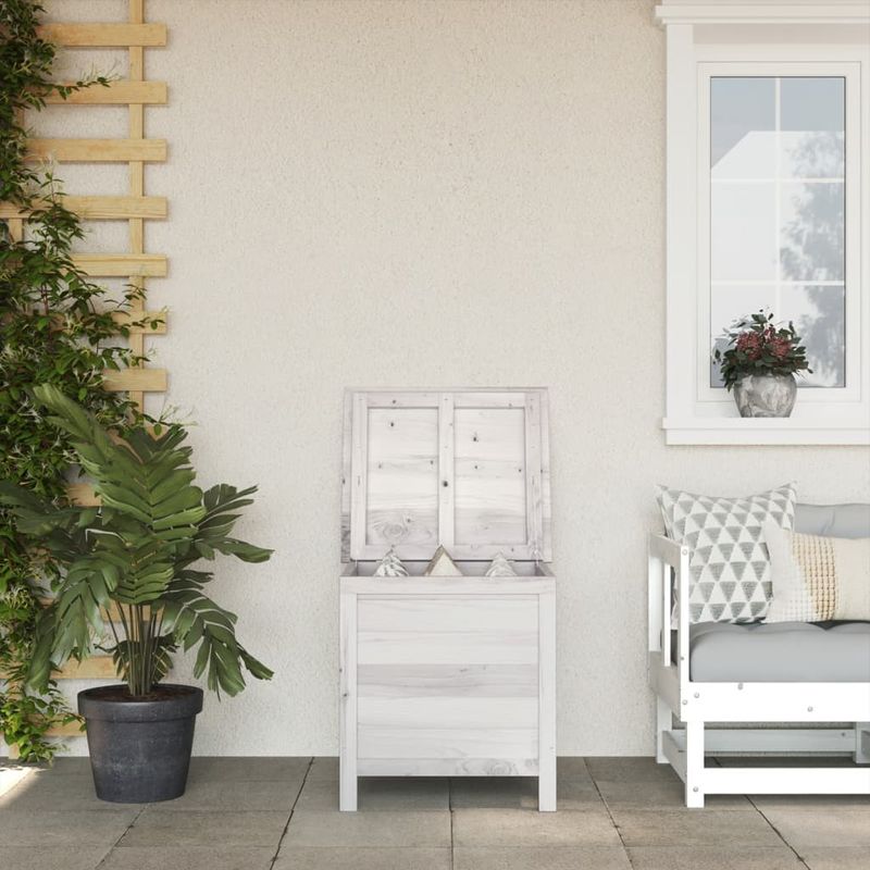 Casa si Gradina - Gradina si terasa - Mobilier exterior - Dulapuri si lazi depozitare exterior - Lada depozitare de gradina alb 50x49x56,5 cm lemn masiv de brad - Infinity.ro