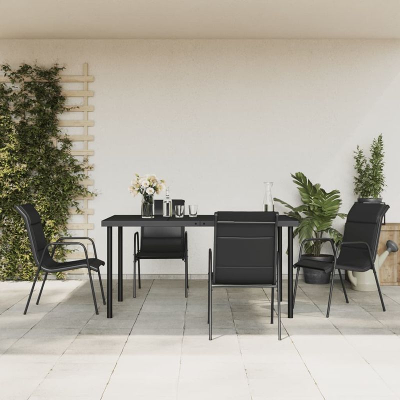 Casa si Gradina - Gradina si terasa - Mobilier exterior - Seturi mobila gradina - Set mobilier de gradina, 5 piese, negru, otel si textilena - Infinity.ro