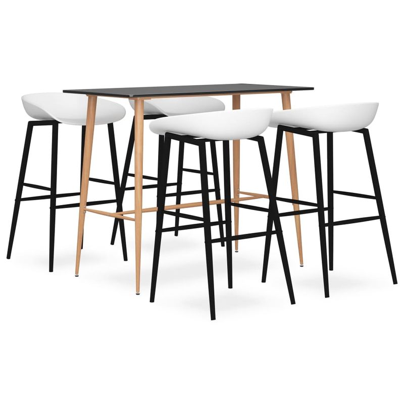 Casa si Gradina - Mobilier - Seturi de mobilier - Seturi bucatarie - Set mobilier de bar, 5 piese, negru si alb - Infinity.ro