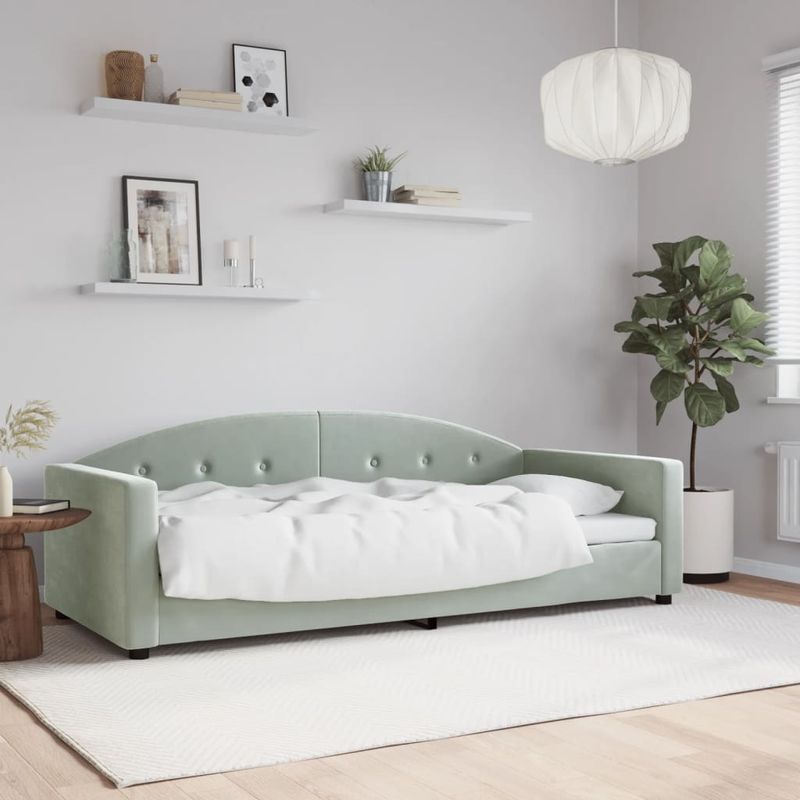 Casa si Gradina - Mobilier - Paturi si accesorii - Paturi - Cadru de pat, gri deschis, 90x200 cm, catifea - Infinity.ro