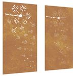 Casa si Gradina - Decoratiuni - Decoratiuni perete - Decor perete gradina 2 buc. 105x55 cm design flori otel Corten - Infinity.ro