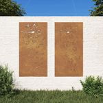 Casa si Gradina - Decoratiuni - Decoratiuni perete - Decor perete gradina 2 buc. 105x55 cm design flori otel Corten - Infinity.ro