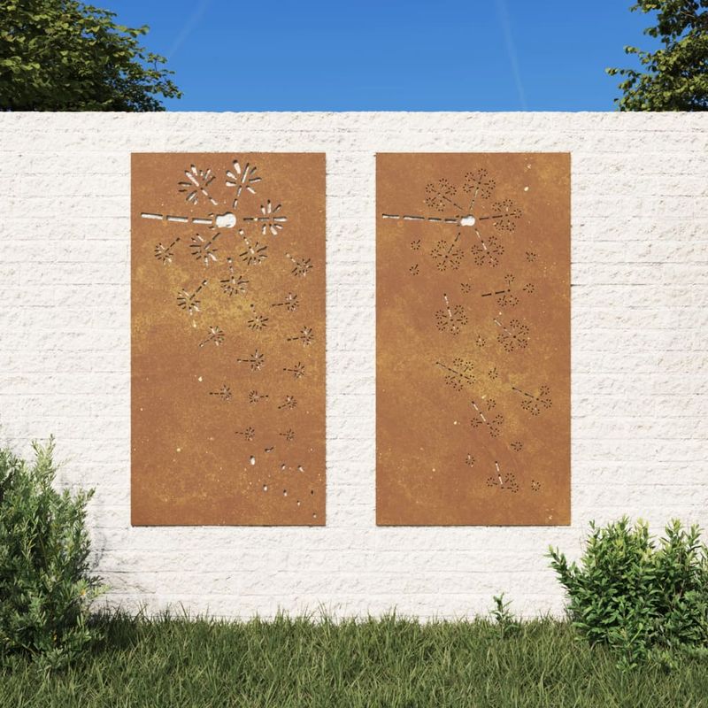 Casa si Gradina - Decoratiuni - Decoratiuni perete - Decor perete gradina 2 buc. 105x55 cm design flori otel Corten - Infinity.ro