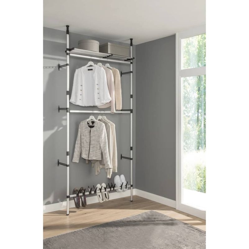 Casa si Gradina - Mobilier - Dulapuri si sifoniere - Sifoniere - Sistem sifonier telescopic, cu bare si raft, aluminiu - Infinity.ro