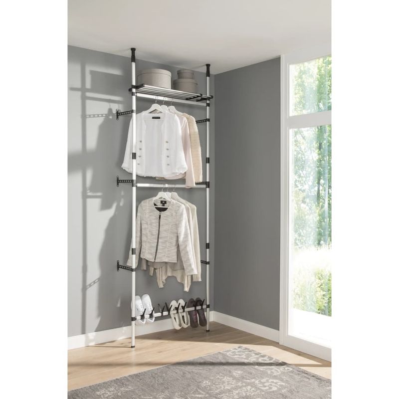 Casa si Gradina - Mobilier - Dulapuri si sifoniere - Sifoniere - Sistem sifonier telescopic, cu bare si raft, aluminiu - Infinity.ro