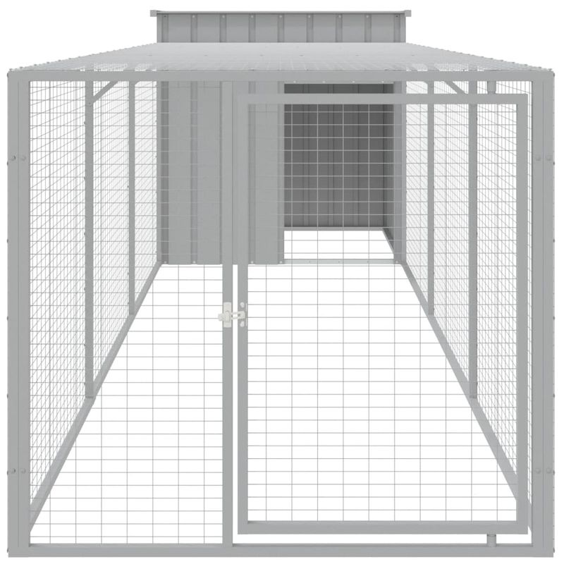 Petshop - Accesorii petshop - Culcusuri si custi - Custi interior si exterior - Cotet pui cu incinta gri deschis 110x405x110 cm otel galvanizat - Infinity.ro