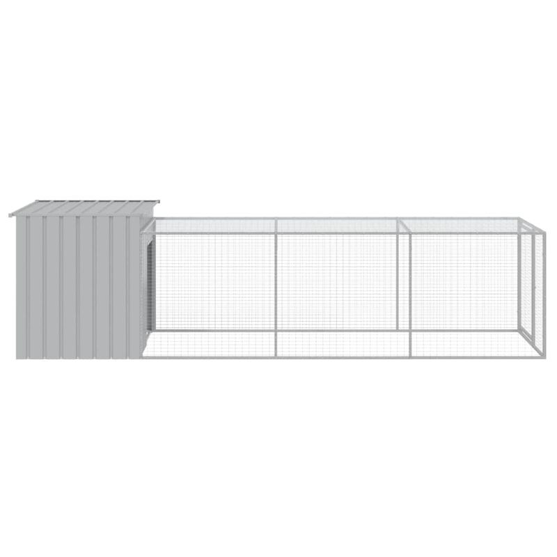 Petshop - Accesorii petshop - Culcusuri si custi - Custi interior si exterior - Cotet pui cu incinta gri deschis 110x405x110 cm otel galvanizat - Infinity.ro