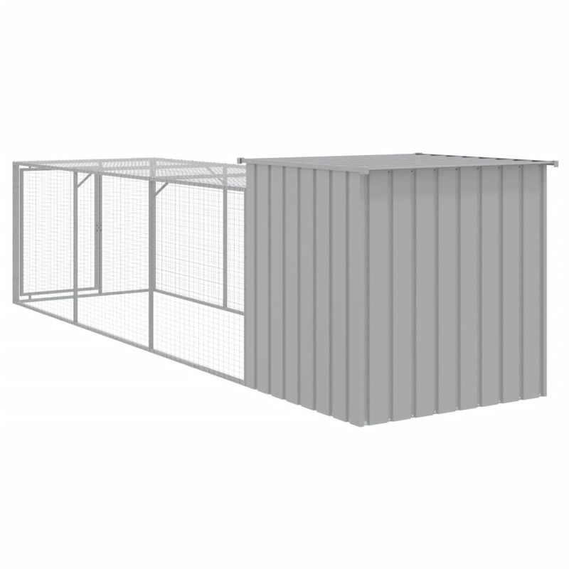 Petshop - Accesorii petshop - Culcusuri si custi - Custi interior si exterior - Cotet pui cu incinta gri deschis 110x405x110 cm otel galvanizat - Infinity.ro