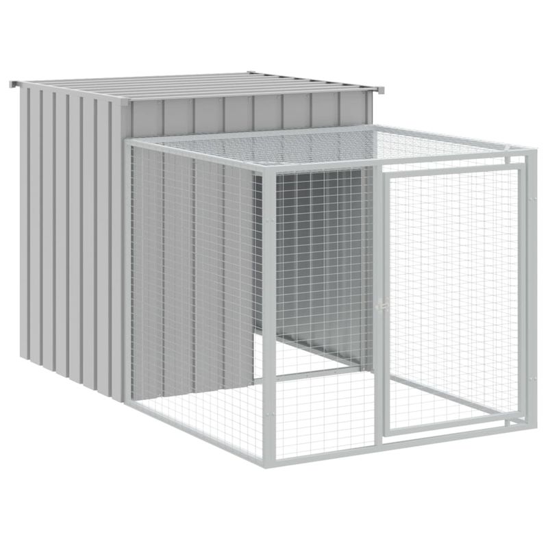 Petshop - Accesorii petshop - Culcusuri si custi - Custi interior si exterior - Cotet pui cu incinta gri deschis 110x405x110 cm otel galvanizat - Infinity.ro