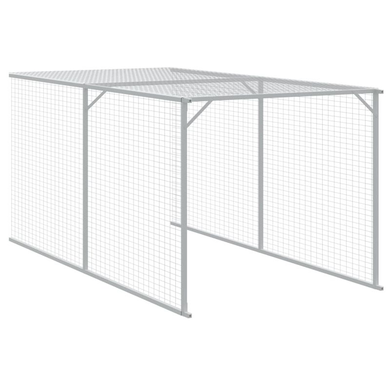 Petshop - Accesorii petshop - Culcusuri si custi - Custi interior si exterior - Cotet pui cu incinta gri deschis 110x405x110 cm otel galvanizat - Infinity.ro