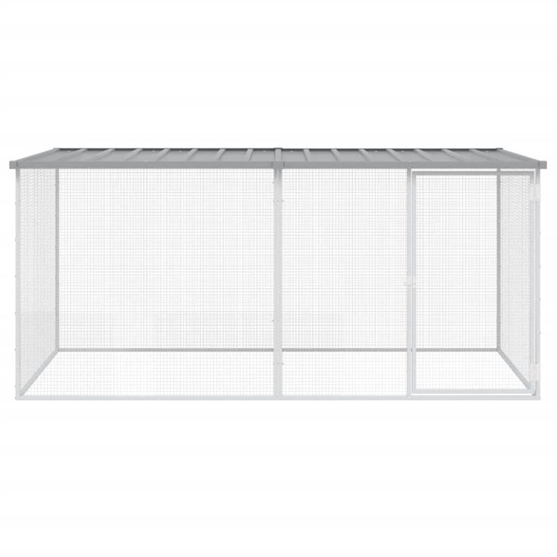 Petshop - Accesorii petshop - Culcusuri si custi - Custi interior si exterior - Cotet pui cu acoperis gri deschis 203x98x90 cm otel galvanizat - Infinity.ro