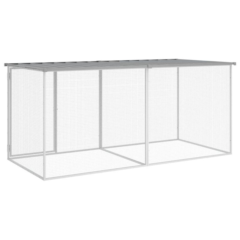 Petshop - Accesorii petshop - Culcusuri si custi - Custi interior si exterior - Cotet pui cu acoperis gri deschis 203x98x90 cm otel galvanizat - Infinity.ro