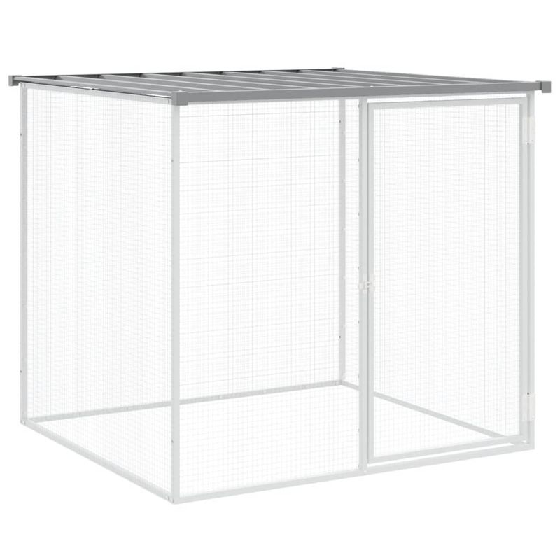 Petshop - Accesorii petshop - Culcusuri si custi - Custi interior si exterior - Cotet pui cu acoperis gri deschis 203x98x90 cm otel galvanizat - Infinity.ro