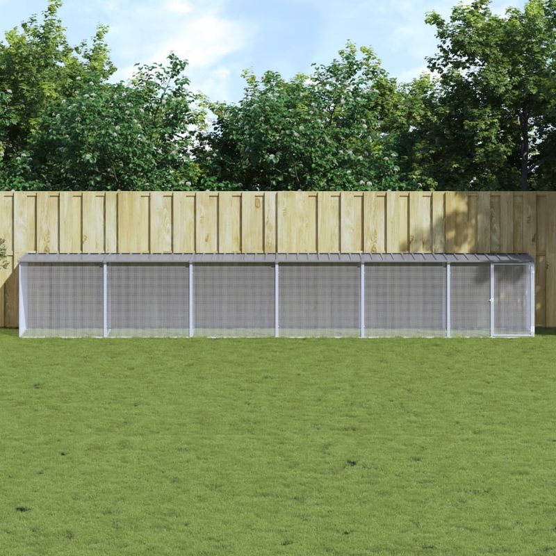 Petshop - Accesorii petshop - Culcusuri si custi - Custi interior si exterior - Cotet pui cu acoperis gri deschis 603x98x90 cm otel galvanizat - Infinity.ro