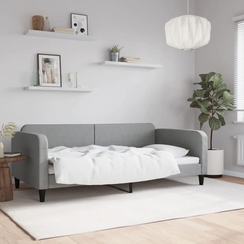 Casa si Gradina - Mobilier - Paturi si accesorii - Paturi - Cadru de pat, gri deschis, 100 x 200 cm, material textil - Infinity.ro