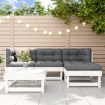 Casa si Gradina - Gradina si terasa - Mobilier exterior - Seturi mobila gradina - Set mobilier relaxare de gradina 5 piese alb lemn masiv de pin - Infinity.ro