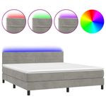 Casa si Gradina - Mobilier - Paturi si accesorii - Paturi - Pat cu arcuri, saltea si LED, gri deschis, 180x200 cm, catifea - Infinity.ro