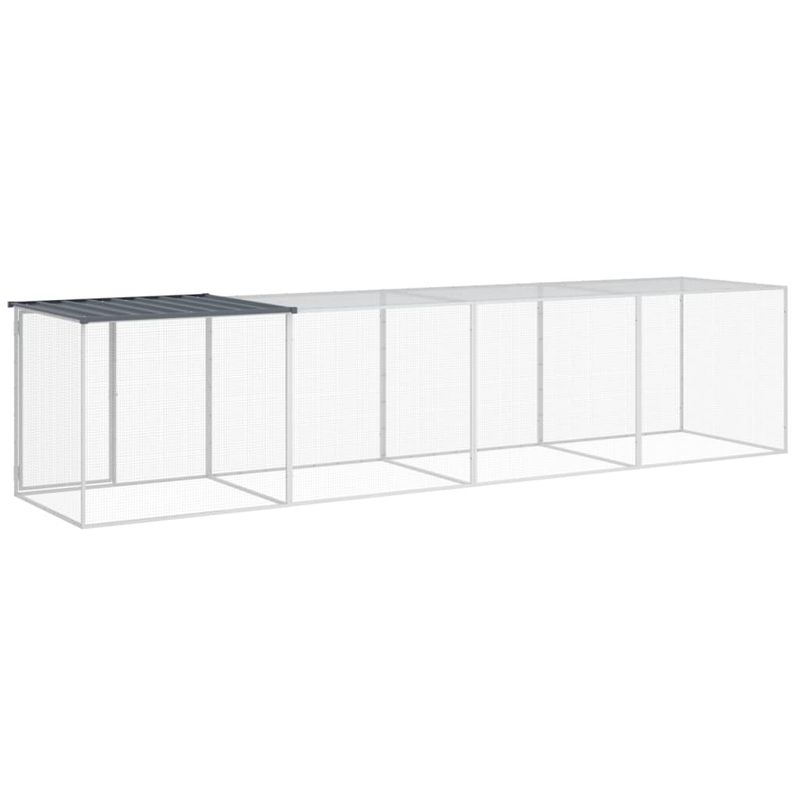 Petshop - Accesorii petshop - Culcusuri si custi - Custi interior si exterior - Cotet pui cu acoperis, antracit, 403x98x90 cm, otel galvanizat - Infinity.ro