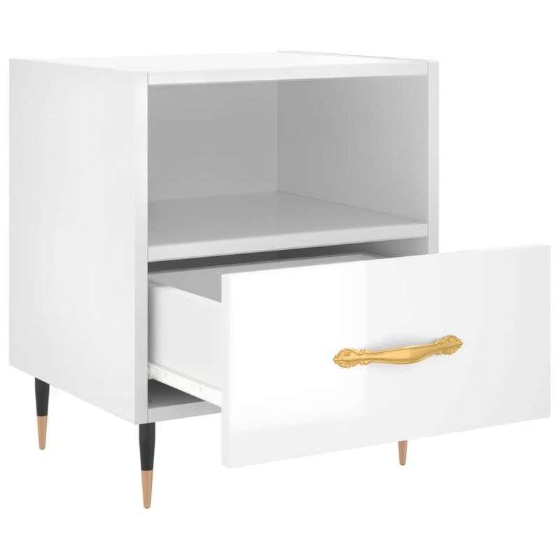 Casa si Gradina - Mobilier - Comode si corpuri - Noptiere - Noptiera, alb extralucios, 40x35x47,5 cm, lemn compozit - Infinity.ro