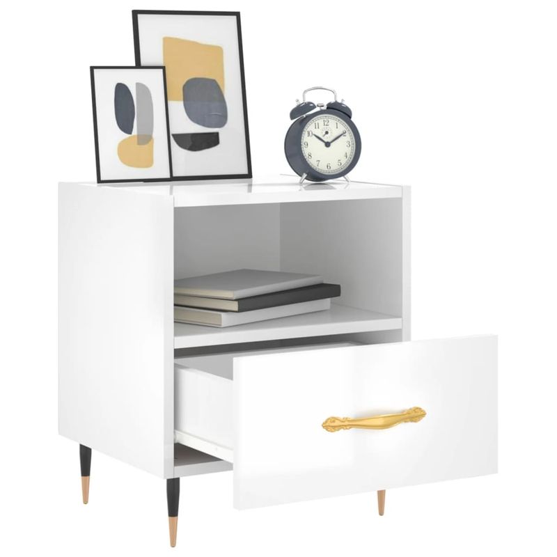 Casa si Gradina - Mobilier - Comode si corpuri - Noptiere - Noptiera, alb extralucios, 40x35x47,5 cm, lemn compozit - Infinity.ro