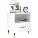 Casa si Gradina - Mobilier - Comode si corpuri - Noptiere - Noptiera, alb extralucios, 40x35x47,5 cm, lemn compozit - Infinity.ro