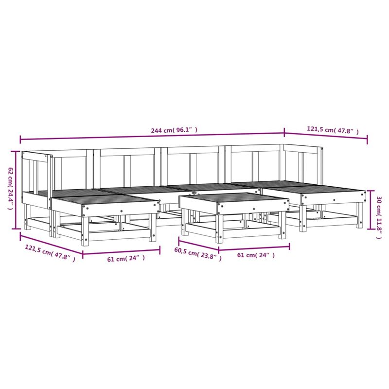 Casa si Gradina - Gradina si terasa - Mobilier exterior - Seturi mobila gradina - Set mobilier de gradina, 7 piese, lemn masiv douglas - Infinity.ro