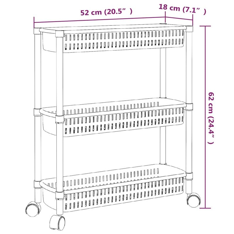 Casa si Gradina - Mobilier - Organizare si depozitare - Recipiente depozitare - Carucior de depozitare cu 3 niveluri, argintiu si alb, aluminiu - Infinity.ro