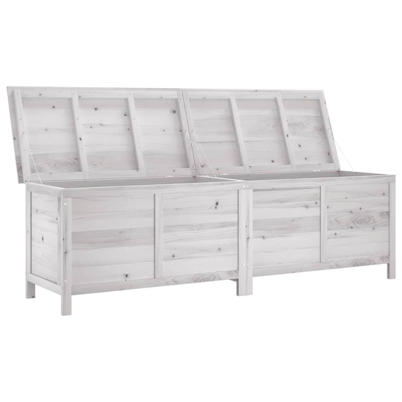Casa si Gradina - Gradina si terasa - Mobilier exterior - Dulapuri si lazi depozitare exterior - Lada depozitare de gradina alb 198,5x50x56,5 cm lemn masiv brad - Infinity.ro