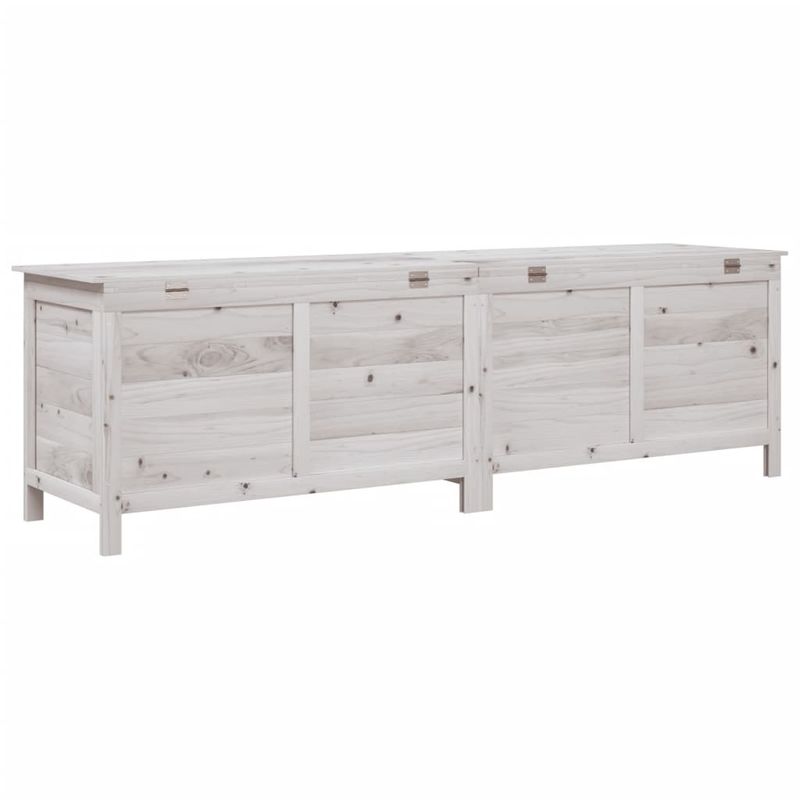 Casa si Gradina - Gradina si terasa - Mobilier exterior - Dulapuri si lazi depozitare exterior - Lada depozitare de gradina alb 198,5x50x56,5 cm lemn masiv brad - Infinity.ro