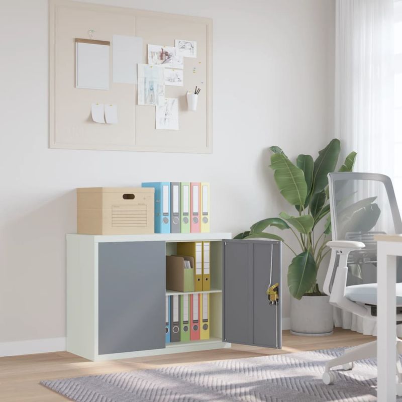 Casa si Gradina - Constructii - Depozitare, transport si protectie - Rafturi, fisete si vestiare - Fiset, gri deschis si gri inchis, 90x40x70 cm, otel - Infinity.ro