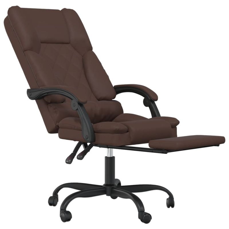 Casa si Gradina - Mobilier - Scaune si fotolii - Scaune - Scaun de birou rabatabil cu masaj, maro, piele ecologica - Infinity.ro