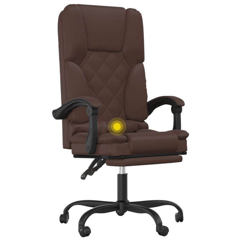 Casa si Gradina - Mobilier - Scaune si fotolii - Scaune - Scaun de birou rabatabil cu masaj, maro, piele ecologica - Infinity.ro