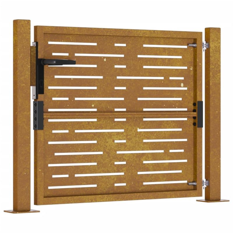 Casa si Gradina - Constructii - Usi interior, exterior si garaj - Usi garaj - Poarta pentru gradina, 105x80 cm, otel corten, dreptunghiuri - Infinity.ro