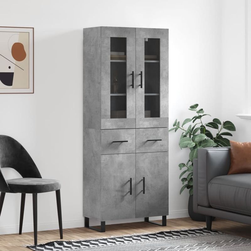 Casa si Gradina - Mobilier - Comode si corpuri - Corpuri bucatarie - Dulap inalt, gri beton, 69,5x34x180, lemn compozit - Infinity.ro
